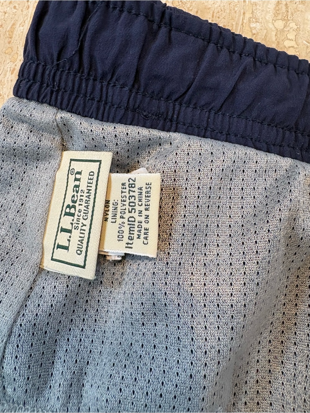 LL Bean Mens Large Blue Supplex Nylon Mesh Lined Board Swim Shorts Trunks - Picture 6 of 8